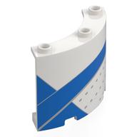 Деталь LEGO Panel 4 x 4 x 3 Quarter Cylinder with Blue Dunk Shoe Right Heel Tab print, Белый
