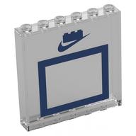 Деталь LEGO Panel 1 x 6 x 5 with Dark Blue Rectangle / Basketball Board, LEGO Brick, Nike Logo print, Прозрачный бесцветный