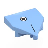 Деталь LEGO Slope Curved 2 x 2 with Stud Notches with Black stripe, Circle / Fish Head print, Ярко-светло-голубой