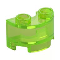 Деталь LEGO Brick Round, Half 1 x 2, Прозрачный ярко-зеленый