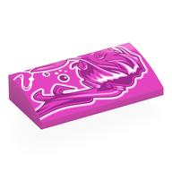 Деталь LEGO Slope Brick Curved 2 x 4 x 2/3 No Studs, with Dark Purple/White Graffiti Girl print, Темно-розовый