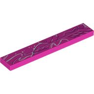 Деталь LEGO Tile 1 x 6 with White/Dark Purple Graffiti print, Темно-розовый