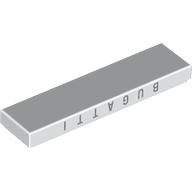 Деталь LEGO Tile 1 x 4 with Silver 'BUGATTI' print, Белый