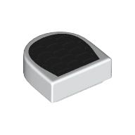 Деталь LEGO Tile Round 1 x 1 Half Circle with Black Surface, Silver Vent print, Белый