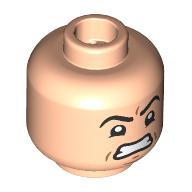 Деталь LEGO Minifig Head Peter Parker, Black Eyebrows, Open Mouth Smile, Raised Eyebrow / Angry Scowl, Светлый телесный