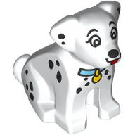 Animal, Dog Sitting with Black Spots, Medium Azure Collar, Yellow Pendant (Dalmatian) print