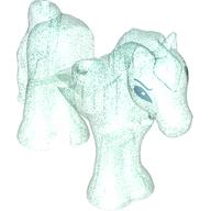 Деталь LEGO Animal, Horse / Foal, 1 x 1 Cutout with Black Eyes print, Прозрачный голубой опаловый