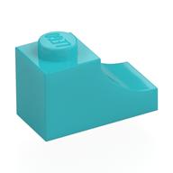Деталь LEGO Brick Curved 2 x 1 with Inverted Cutout, Средне-лазурный