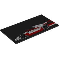 Деталь LEGO Tile 8 x 16 with Red/White F1 Racing Car, Driving Left print, Черный