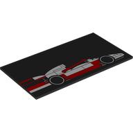Деталь LEGO Tile 8 x 16 with Red/White F1 Racing Car, Driving Right print, Черный
