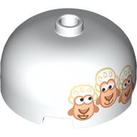 Brick Round 3 x 3 Dome with Center Stud with 3 Sheep print