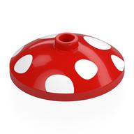 Деталь LEGO Dish 3 x 3 Inverted [Radar] with White Dots / Mushroom print, Красный