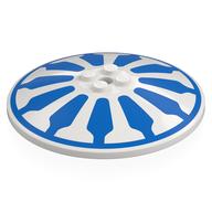 Деталь LEGO Dish 8 x 8 Inverted [Radar], Solid Studs with 11 Blue Shapes, Circle print, Белый