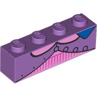 Деталь LEGO Brick 1 x 4 with Jacket, Bright Pink Sweater, Blue Collar print, Средне-лавандовый