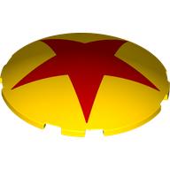 Деталь LEGO Brick Round Curved 6 x 6 x 1 with Red Star print, Желтый