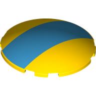 Деталь LEGO Brick Round Curved 6 x 6 x 1 with Dark Azure Stripe print, Желтый