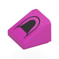 Деталь LEGO Slope 30° 1 x 1 x 2/3 (Cheese Slope) with Black Safety Bar print, Темно-розовый