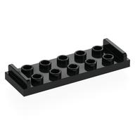 Деталь LEGO Plate Special 2 x 6 with 2 x 5 Studs and Door Stops on Top, Черный