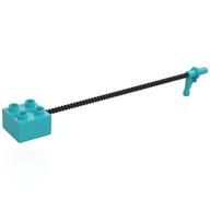 Деталь LEGO Duplo Brick, 2x2 with Black Hose and Nozzle, Средне-лазурный