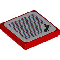 Деталь LEGO Tile 2 x 2 with Kart, Barcode print (Sticker), Красный