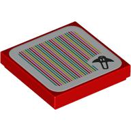 Деталь LEGO Tile 2 x 2 with Bat, Barcode print (Sticker), Красный