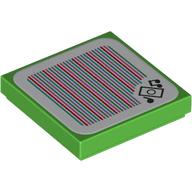 Деталь LEGO Tile 2 x 2 with iPod, Music Notes, Barcode print (Sticker), Ярко-зеленый