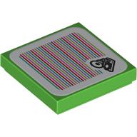 Деталь LEGO Tile 2 x 2 with Gramophone, Barcode print (Sticker), Ярко-зеленый