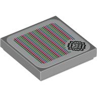 Деталь LEGO Tile 2 x 2 with Thwomp and Barcode Print (Sticker), Светлый сине-серый