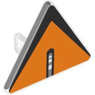 Деталь LEGO Road Sign Clip-on 2.2 x 2.667 Triangular with Orange Surface, Black Border, Blank Line in Center print, Прозрачный бесцветный