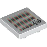 Деталь LEGO Tile Special 2 x 2 Inverted with King Boo, Barcode print (Sticker), Белый