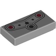 Деталь LEGO Tile 1 x 2 with Drone Face, Red Color Sensors, Black Distance Sensor print, Светлый сине-серый