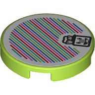 Деталь LEGO Tile Round 2 x 2 with Prince Florian, Barcode print (Sticker), Лайм
