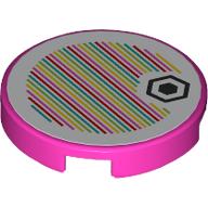 Деталь LEGO Tile Round 2 x 2 with Hexagon, Barcode print (Sticker), Темно-розовый