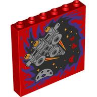 Panel 1 x 6 x 5 with Light Bluish Grey Starship, Black Space, Dark Purple Portal print