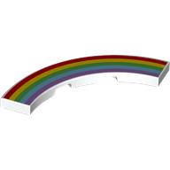 Деталь LEGO Tile 4 x 4 Curved, Macaroni with Rainbow print, Белый