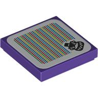 Деталь LEGO Tile 2 x 2 with Bowser Jr, Barcode print (Sticker), Темно-фиолетовый