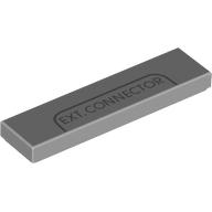 Деталь LEGO Tile 1 x 4 with Dark Bluish Grey 'EXT. CONNECTOR' print, Светлый сине-серый
