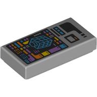Деталь LEGO Tile 1 x 2 with Data Screen (PADD) print, Светлый сине-серый