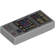 Деталь LEGO Tile 1 x 2 with Data Screen (Medical Tricorder) print, Светлый сине-серый