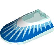 Деталь LEGO Windscreen 4 x 6 x 1 1/3 with Blue Surface, Medium Azure/White Fins print (Hyperdrive), Прозрачный светло-голубой