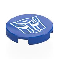 Деталь LEGO Tile Round 2 x 2 with White Autotron Logo print, Голубой