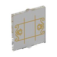 Деталь LEGO Glass for Window 1 x 2 x 2 Flat with Gold Window Lines print, Прозрачный бесцветный