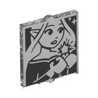 Деталь LEGO Glass for Window 1 x 2 x 2 Flat with Elves Mini-doll, Stars print, Прозрачный бесцветный