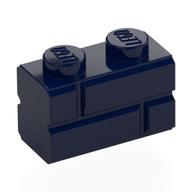 Деталь LEGO Кирпичик специальный 1 x 2, с кирпичной фактурой, Темно-синий