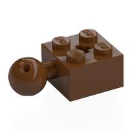 Деталь LEGO Technic Brick Modified 2 x 2 with Ball and Axle Hole, with 6 Holes in Ball, Красно-коричневый
