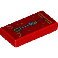 Tile 1 x 2 with Envelope, Gold Trim, Medium Azure Tassel print