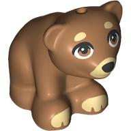 Деталь LEGO Animal, Bear, Small with Black Nose, Tan Snout, Eyebrows, Paws print, Средне-темный телесный