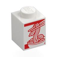 Деталь LEGO Brick 1 x 1 with Blue Г„ Print, Белый