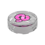Деталь LEGO Tile Round 1 x 1 with Dark Pink Worm print, Прозрачный бесцветный