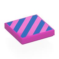 Деталь LEGO Tile 2 x 2 with Dark Blue Diagonal Stripes print, Темно-розовый